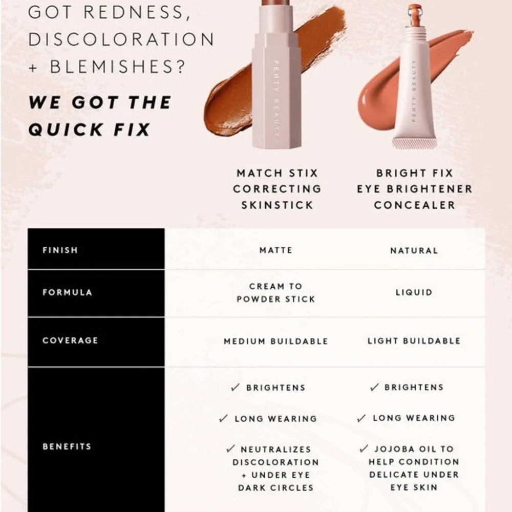 Fenty Beauty Match Stix™ Correcting Skinstick – Rose Quartz 01 | Full Size ✨